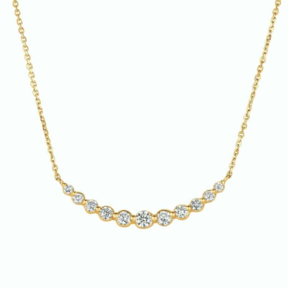 0.75 Carat Natural Diamond Necklace 14K Yellow Gol
